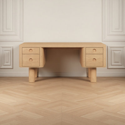 Bureau d'étude en chêne rouge robuste