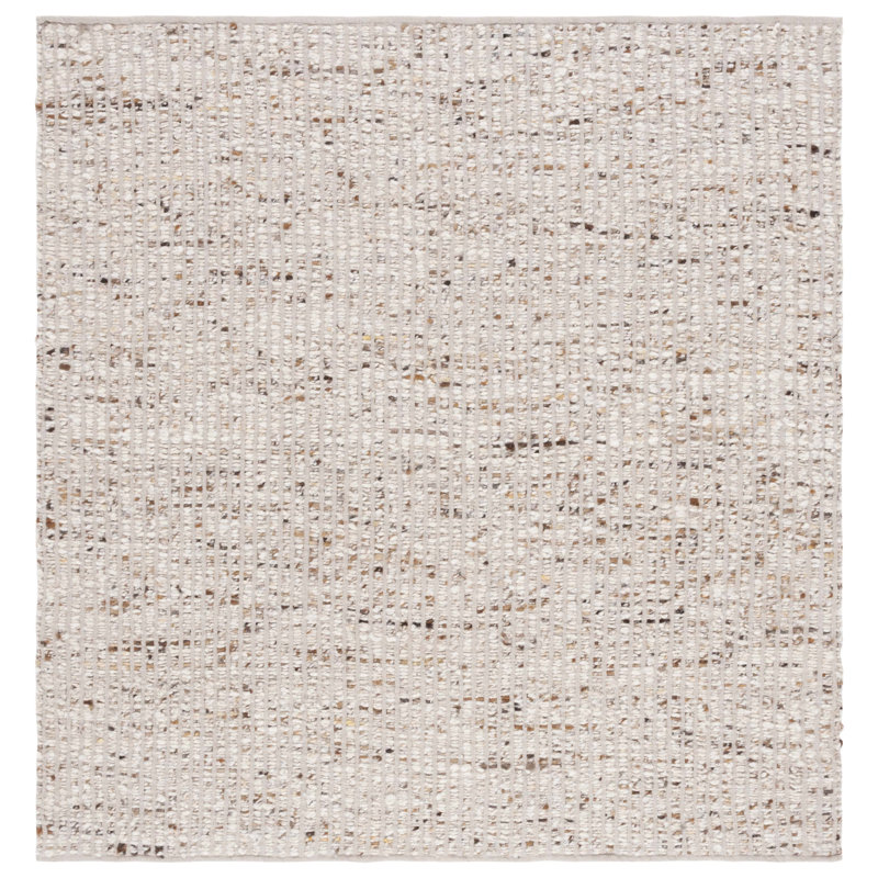 Tapis en laine et en jute tissé à plat Natura en ivoire / beige, Carré 6 pi