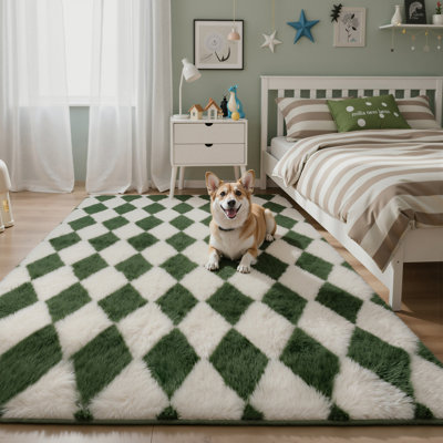 Tapis à poils longs antidérapant moderne lavable à la machine