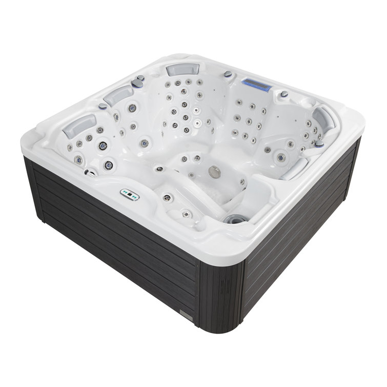 Bueno Spa Dallas 6 - Person 82 - Jets Square Acrylic Hot Tub with Cover and Ozonator in White