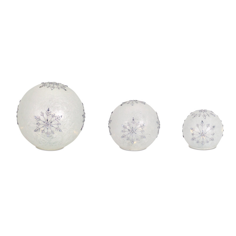 Ensemble de 3 globes en verre lumineux, H 4 po x l 4,5 po