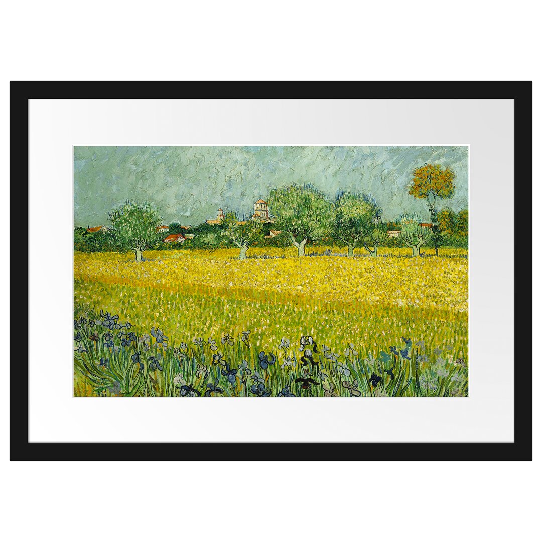 Gerahmter Kunstdruck Field with Flowers Near Arle von Vincent Van Gogh