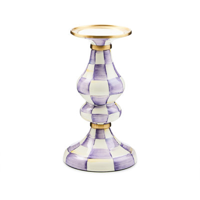 Violet Check Pillar Candlestick