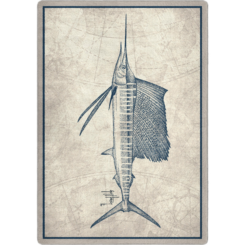 Guy Harvey Top Sail Area Rug, Rectangle 5'4" x 7'8""