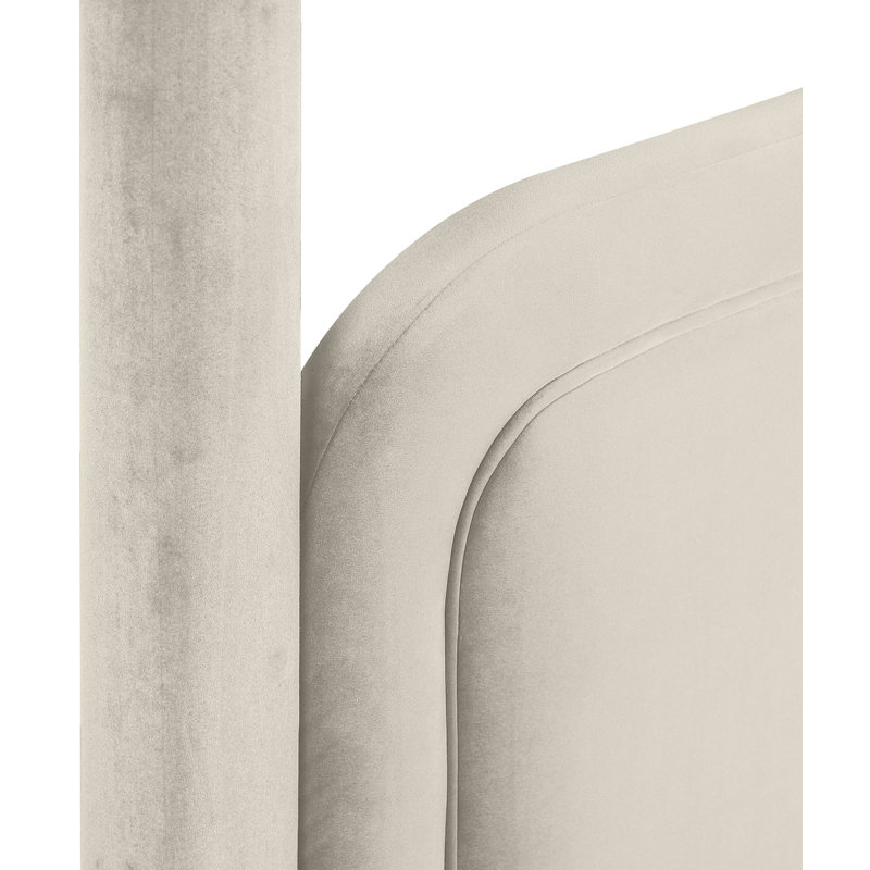 Lit tapissier Salina, Velours crème, Simple