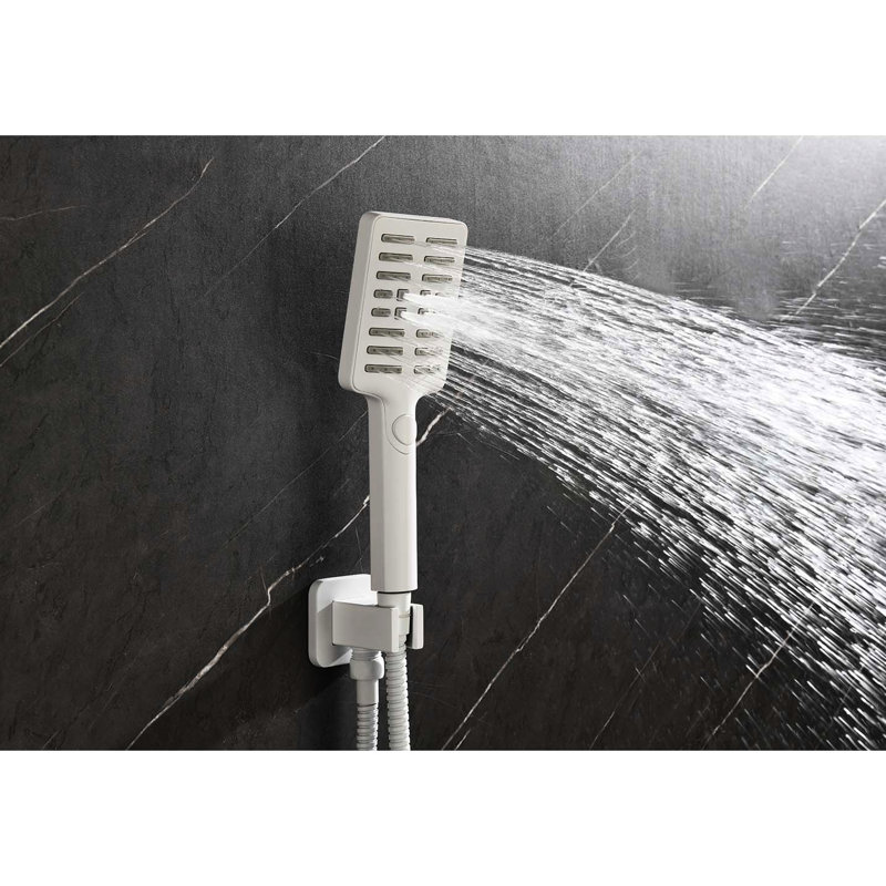 Advanced Shower With Construction - Rain Head, Hand Shower, Slide Bar, Bodysprays, White Stylish Bodysprays Brass And Stainless Steel