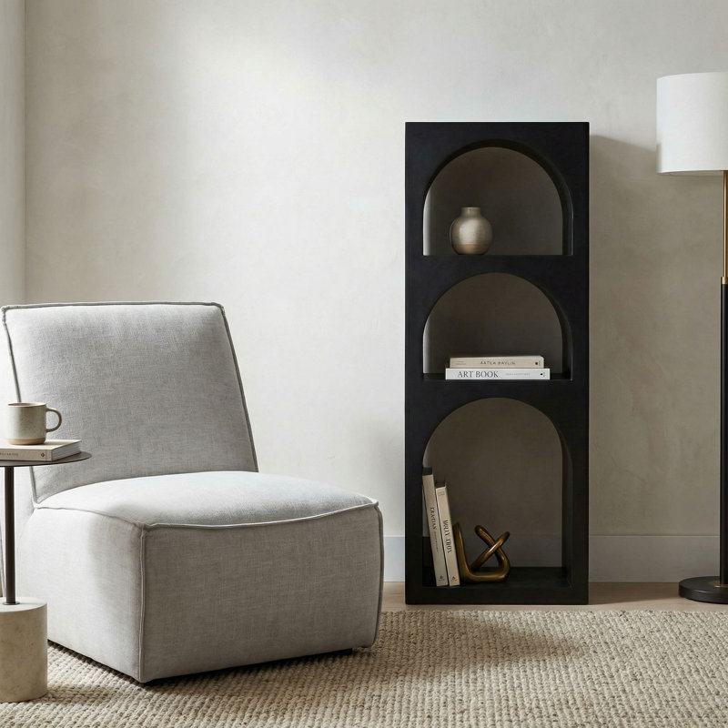 Aqueduct Stainless Steel Geometric Bookcase, (3 Shelves) 72" H x 15" W x 10" D