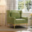 Fauteuil d'appoint moderne en velours vert, canapé une place-1293490235