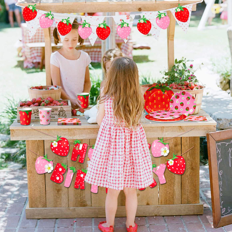 Strawberry Birthday Tableware, 139pcs Strawberry Party Tableware Set