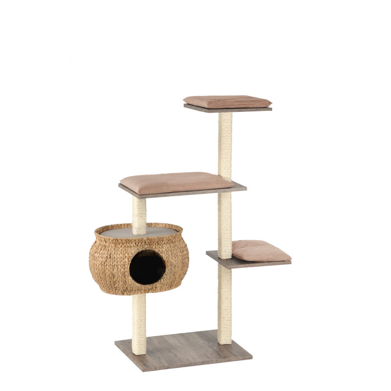 Kareem 130cm H Cat Tree, Grey/Sand