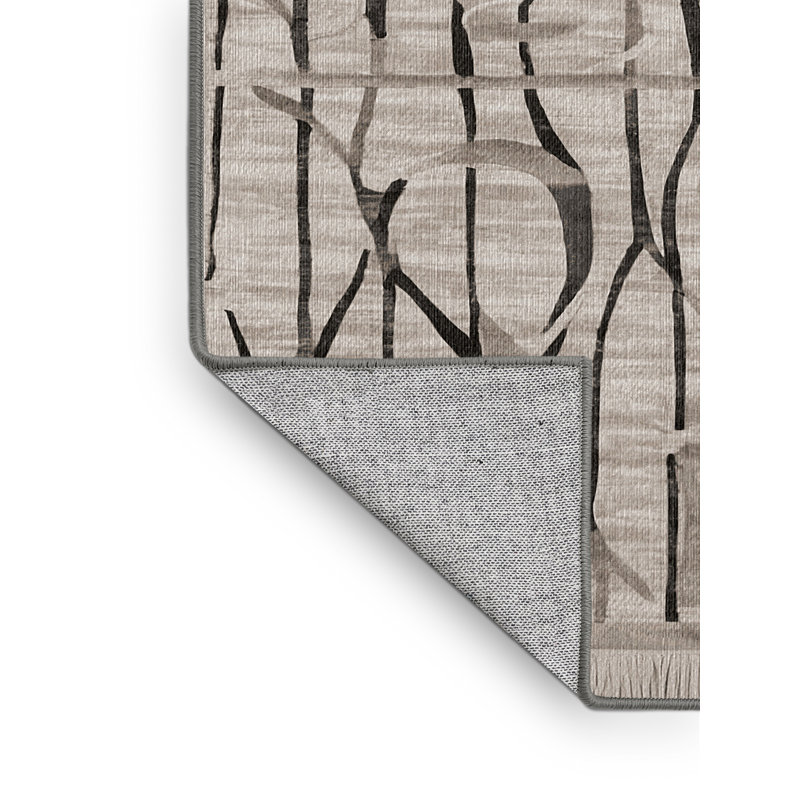 Machine Washable Gray Area Rug, Rectangle 7' x 9'