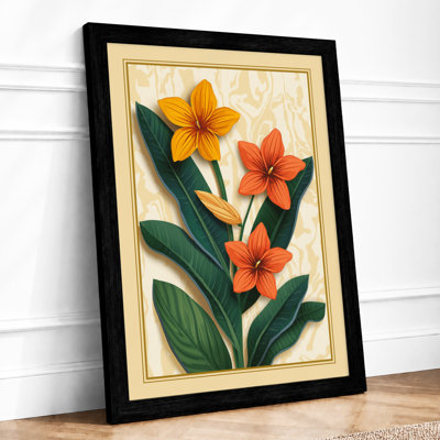 Golden Lilies Botanical - Framed Print