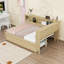 Lit de jour double en bois avec tablettes de rangement et lit gigogne simple