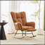 Ensemble chaise berçante à bascule en tissu Teddy avec repose-pieds et poche de rangement latérale, base en bois massif.-1081843047