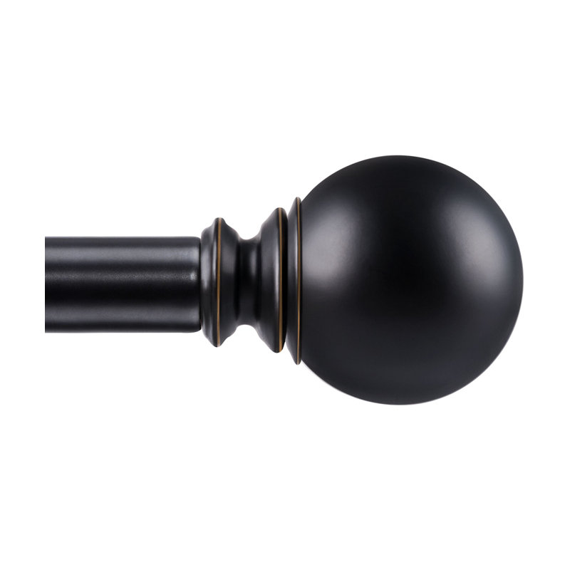 Domynique Adjustable 2.65'' Single Curtain Rod, Black, 28" - 48"