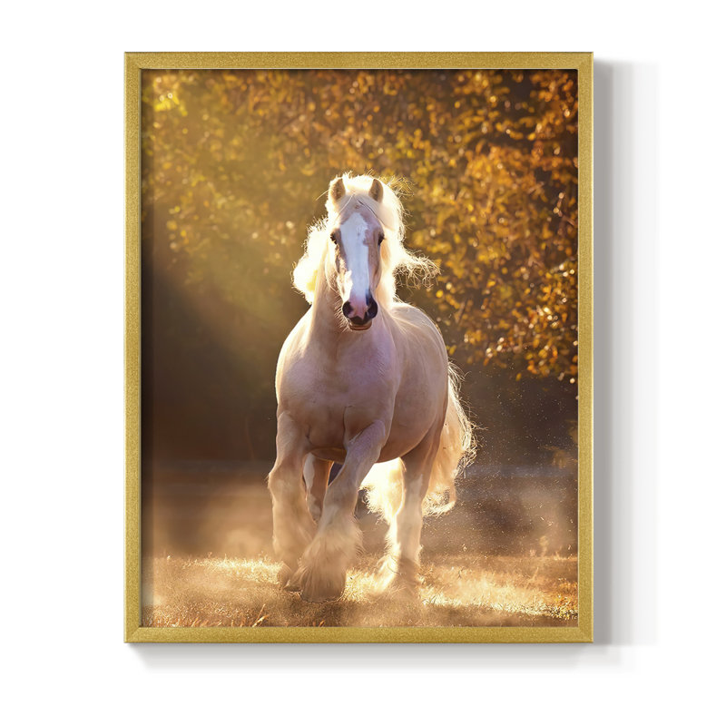 Impression encadrée «Horse Motion» - bois massif, H 14 po x l 11 po