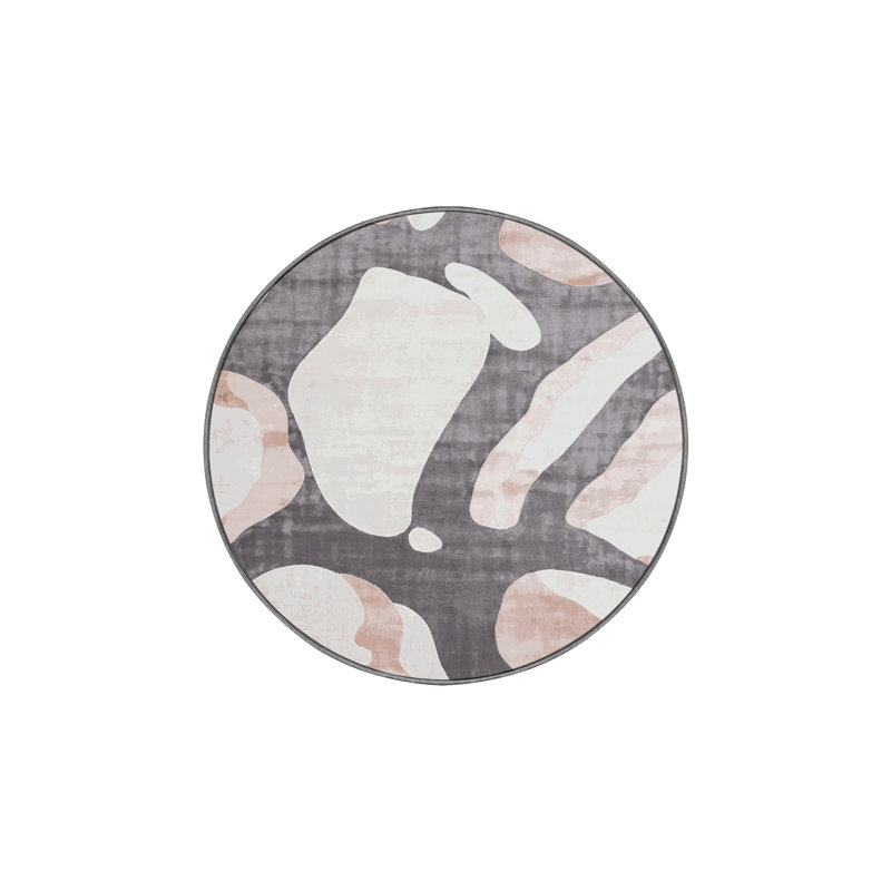 Machine Washable Gray Area Rug, Round 6'