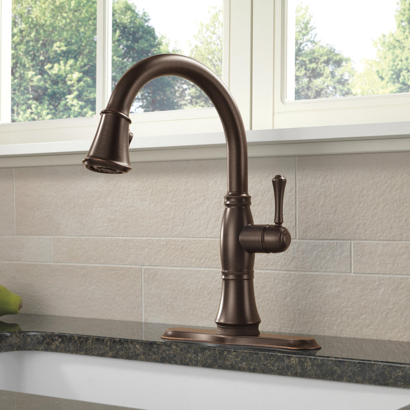 Cassidy™ Pull Down Touch Single Handle Kitchen Faucet with Side Spray, Venetian Bronze