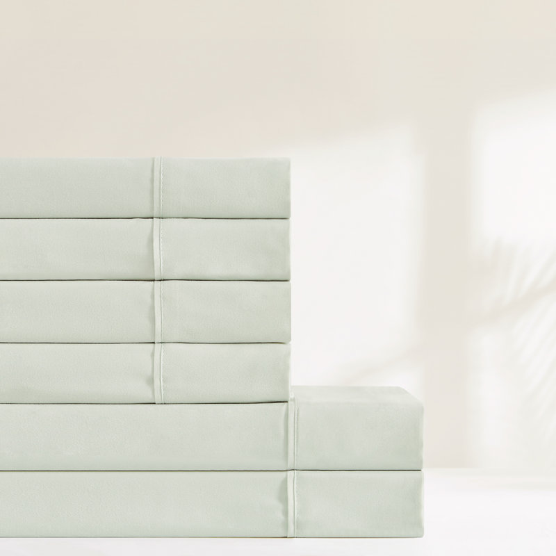 Ensemble de draps Verona, Ensemble de draps pour grand lit avec 4 taies d'or, Vert