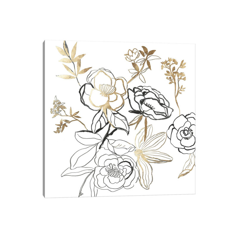 Black And Gold Florals by Asia Jensen - Wrapped Canvas Print