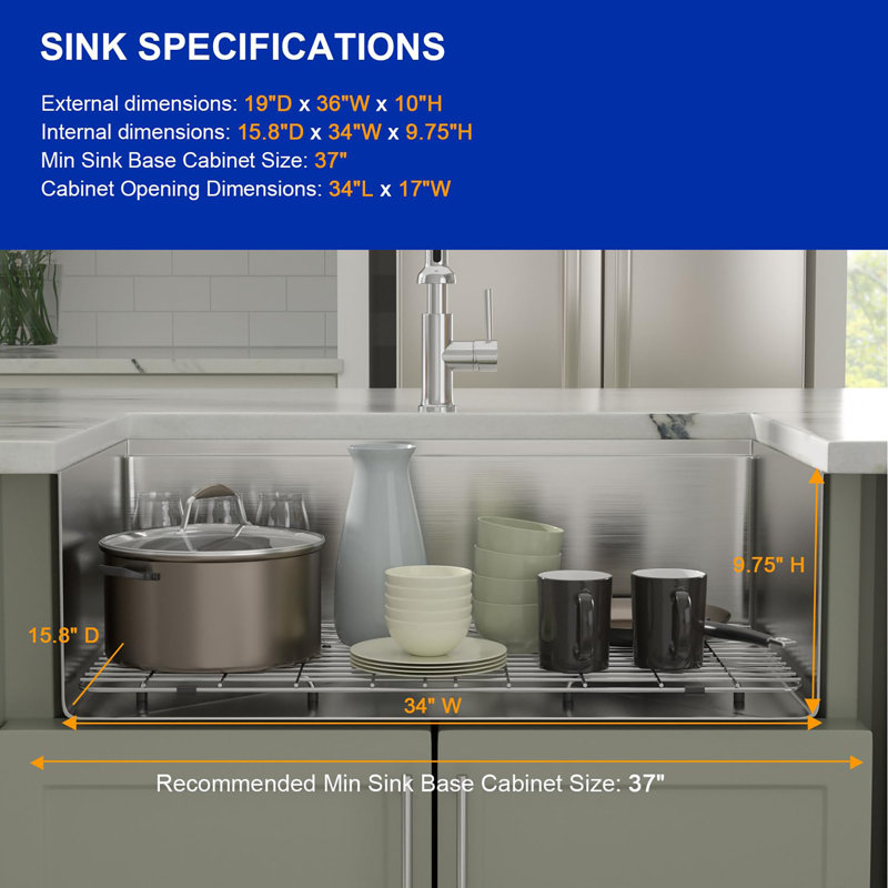 36" Undermount Kitchen Sink Workstation