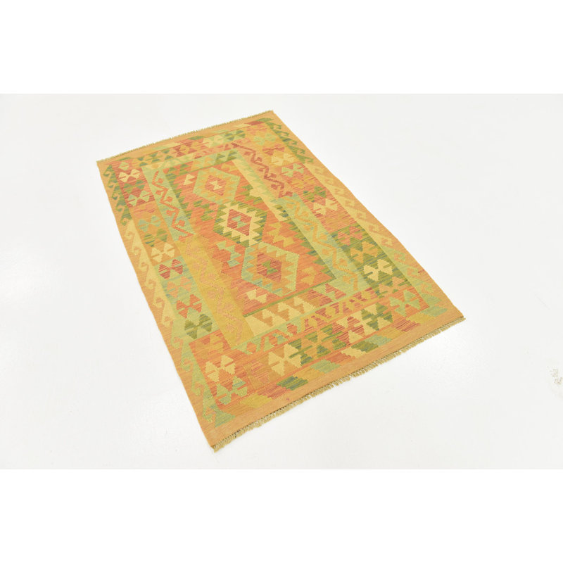 Tapis de zone en laine 3 pi 2 po x 5 pi one-of-kind main-noué la new age Elland
