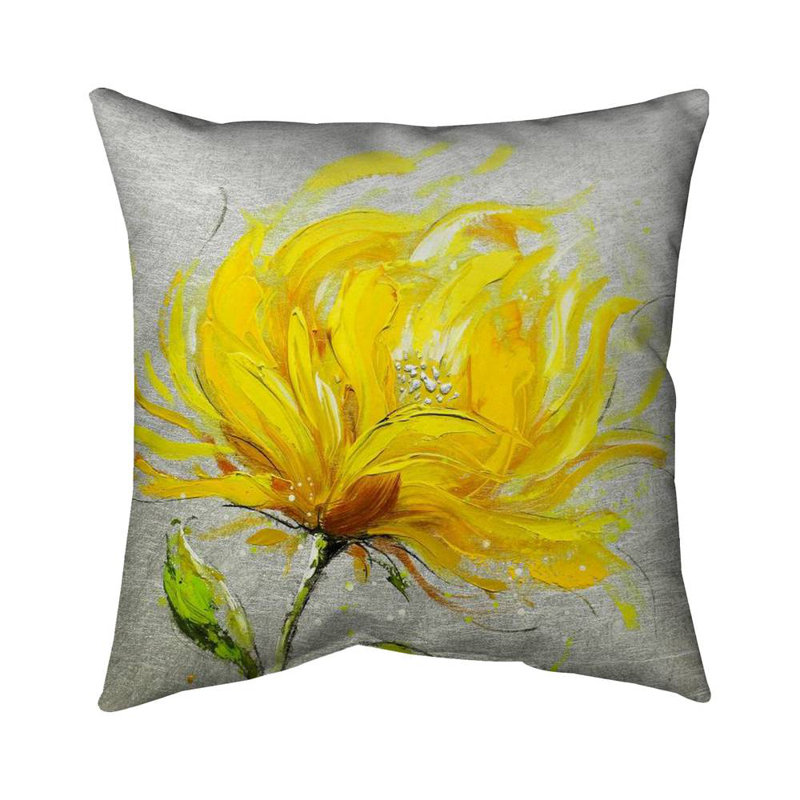 Yellow Fluffy Flower Throw | Contemporary – Throw Pillow Cover Only, Double-Sided Print, Insert Not Included