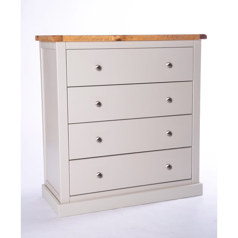 Endicott 90 cm W Chest of 4 Drawers, Grey/White, Chrome