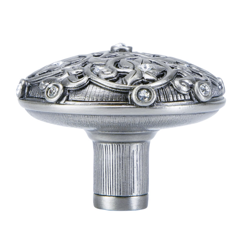 ASSORTED KNOB; DECORATED WITH SWAROVSKI® CLEAR CRYSTAL,  Antique Nickel