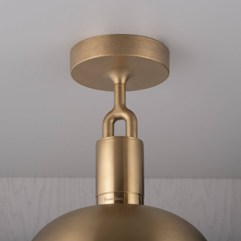 1 - Light Semi Flush Mount, 5.9" H x 9.84" W x 9.84" D, Brass/Opal