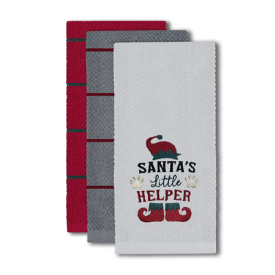 Festive Fun 3 Pack Super Absorbent Fast Drying Set Santas Helper Tea Towel