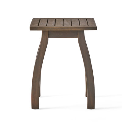 Wood Gray Outdoor Accent Table - 19.11 Inches In Height, 19.06 Width, 15.24 Depth For Backyard Gather Stylish Wide, Tall, Deep Decor