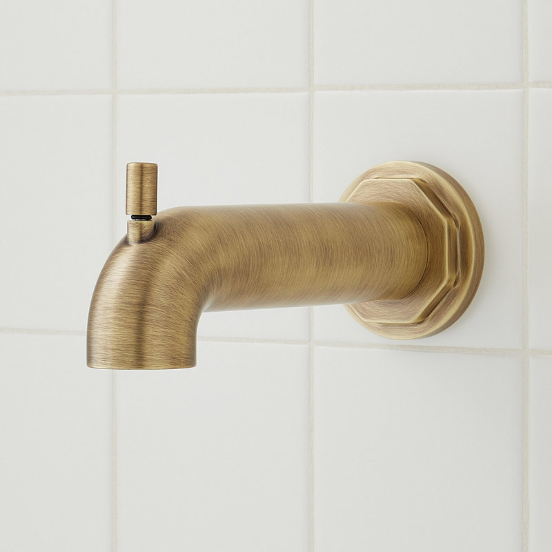 Greyfield Pressure Balanced Tub and Shower Trim Package with Shower Head and Tub Spout, Aged Brass