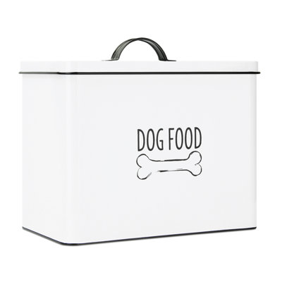 Outshine White Farmhouse Dog Food Bin Storage Container Cute Pet Food And Treat Canister With Lid