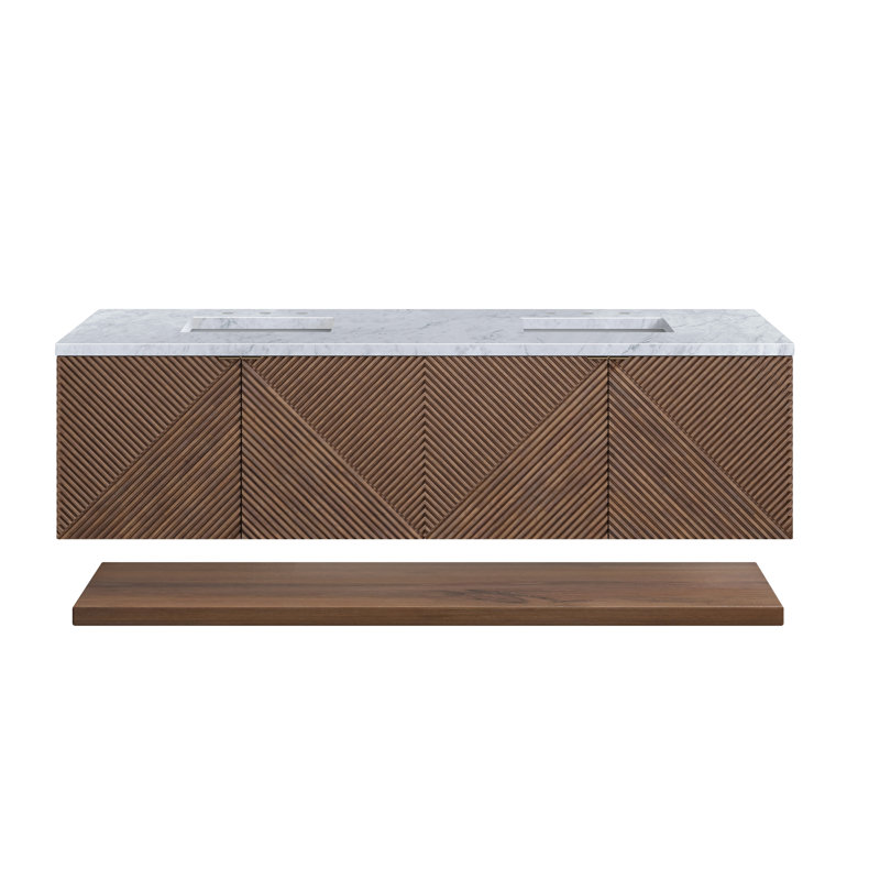 Marcello 72'' W Double Vanity, Carrara White, 8" Widespread