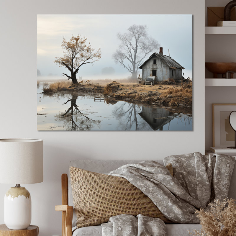 «Grey Country Charm Misty Morning» - imprimé, Toile tendue, H 24 po x l 32 po x P 1 po