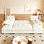 Canapé-lit en U de 104,7 po avec lit escamotable, canapé-lit convertible 2 en 1 avec accoudoirs amovibles et ports USB, canapé modulaire surdimensionné avec méridienne pour salon / appartement, beige / blanc