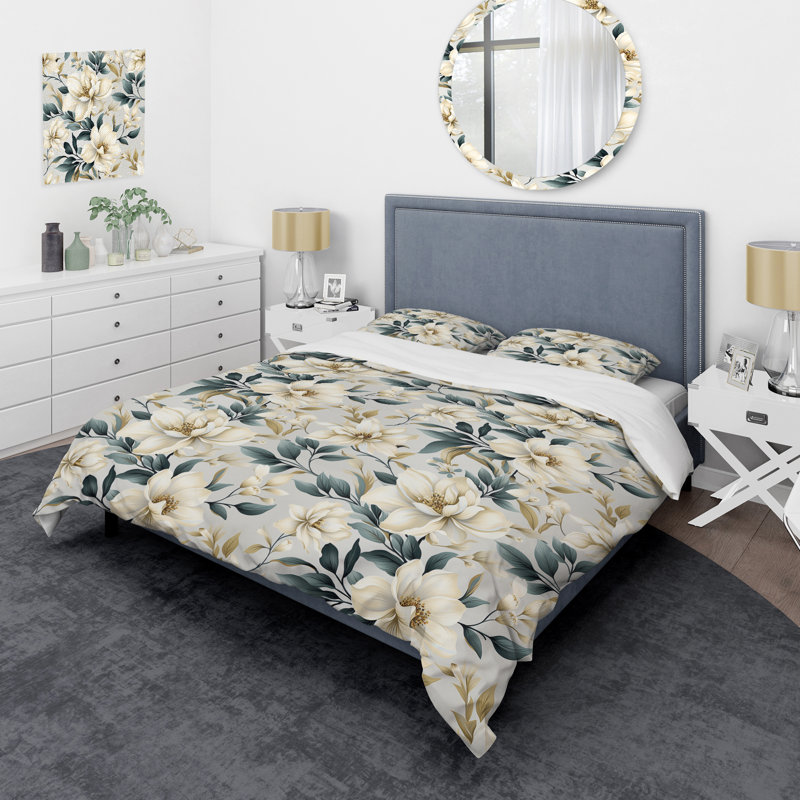 Literie Ethereal Blooms VI, Housse de couette pour très grand lit et 2 très