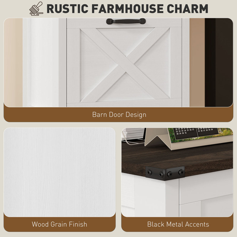 Armoire de rangement Rustic Farmhouse Office, Noir patiné