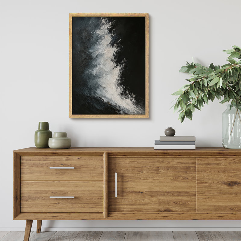 Reproduction d'art encadrée abstraite pour décoration intérieure moderne - 8 po x 10 po, H 10 po x l 8 po, Naturel