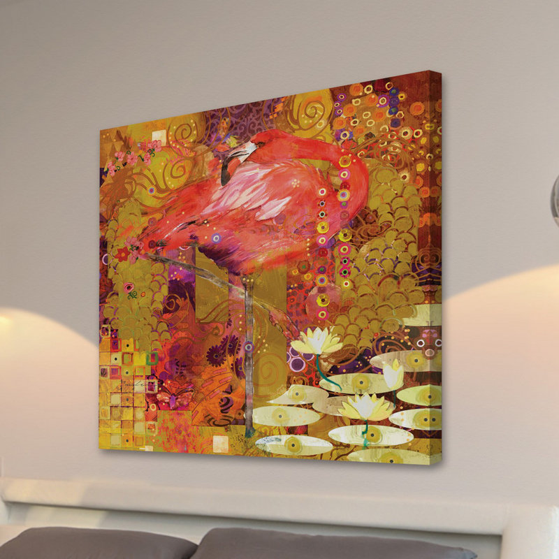 « flamant roses » par evelia, reproduction d’art sur toile tendue, H 48 po x l 48 po x P 1,5 po