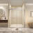 56-60 " x 72" Tempered Glass with Explosion Proof Film, Aluminum Frame Double Sliding Shower Door, "1/4 (6 mm), Stainless Steel handle,Brushed Nickel-122517008