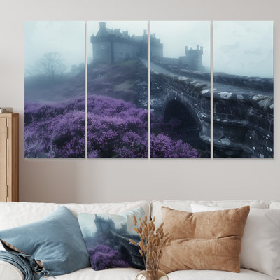 Monochrome Fog Castle Flowers In France I - Castles Wall Decor Set