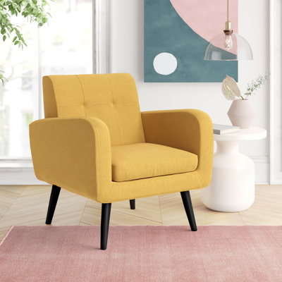Almeda 29.75'' W Tufted Polyester Armchair with Solid Wood Legs