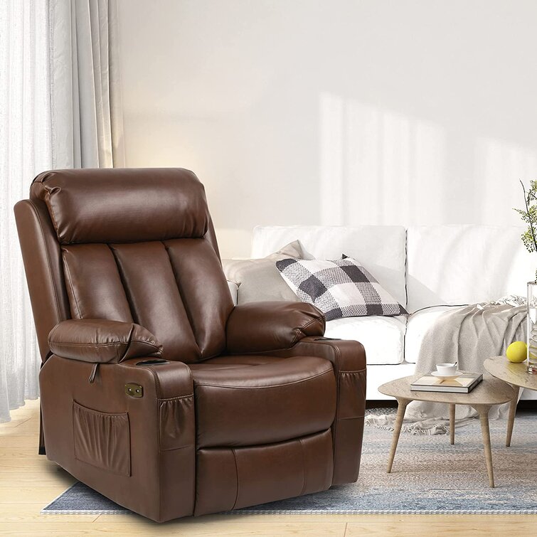 Faux Leather Power Reclining Heated Massage Chair(incomplete box 1/2)