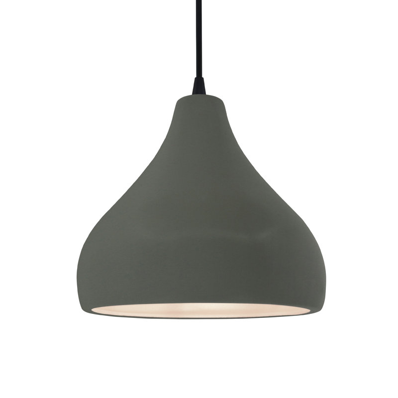 Luminaire suspendu à 1 lumière Meydan, H 8 po x l 11,5 po x P 11,5 po, Étain, vert, Noir mat