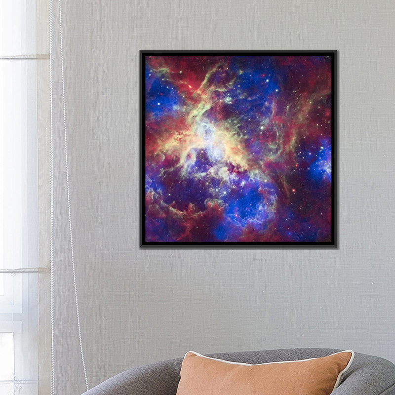 Art sur toile Lenworth and Space Tarantula Nebula (Spitzer Space), Toile avec cadre noir, H 26 po x l 26 po x P 1,5 po