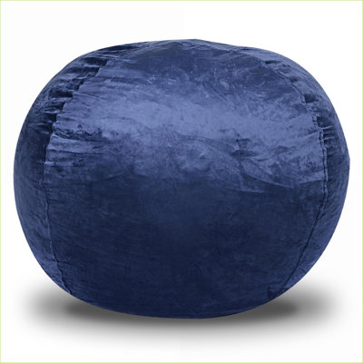 5ft Plush Memory Foam Bean Bag Chair, Comfy Washable Minky Velvet Lounge Chair for Kids and Adults | Navy Blue | Velvet