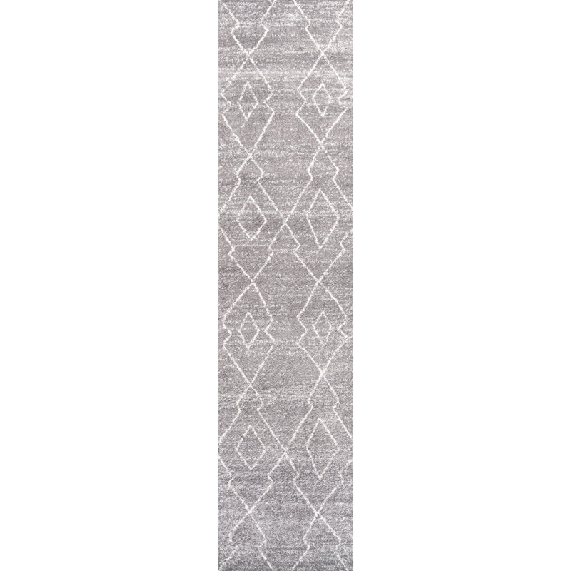 Bradsher Moroccan Beni Souk Gray/Cream Rug, Runner 2'3" x 8'