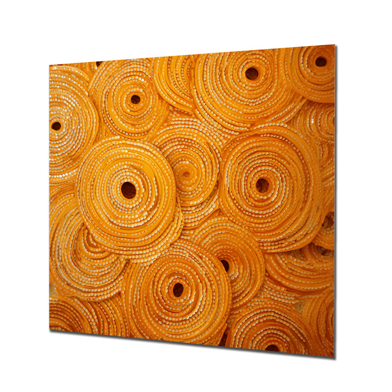 «Abstract Orange Swirl Collages V», art mural abstrait en métal, H 16 po x l 16 po